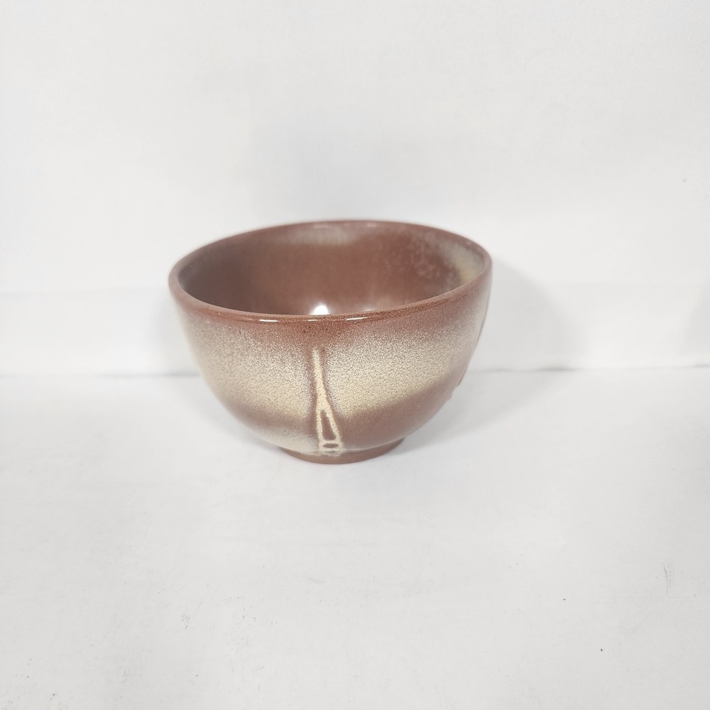 Studio Art Pottery Bowl Brown Cream Speckled Glaze Hand Thrown 5 Inch